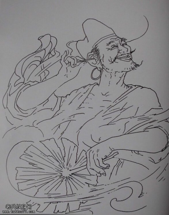 最好的文身馆推荐一幅济公文身手稿图片