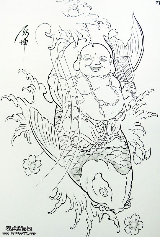 佛鲤鱼文身手稿作品由最好的文身馆分享