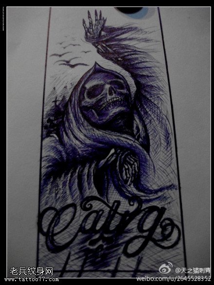 文身秀图吧推荐一幅死神文身手稿作品