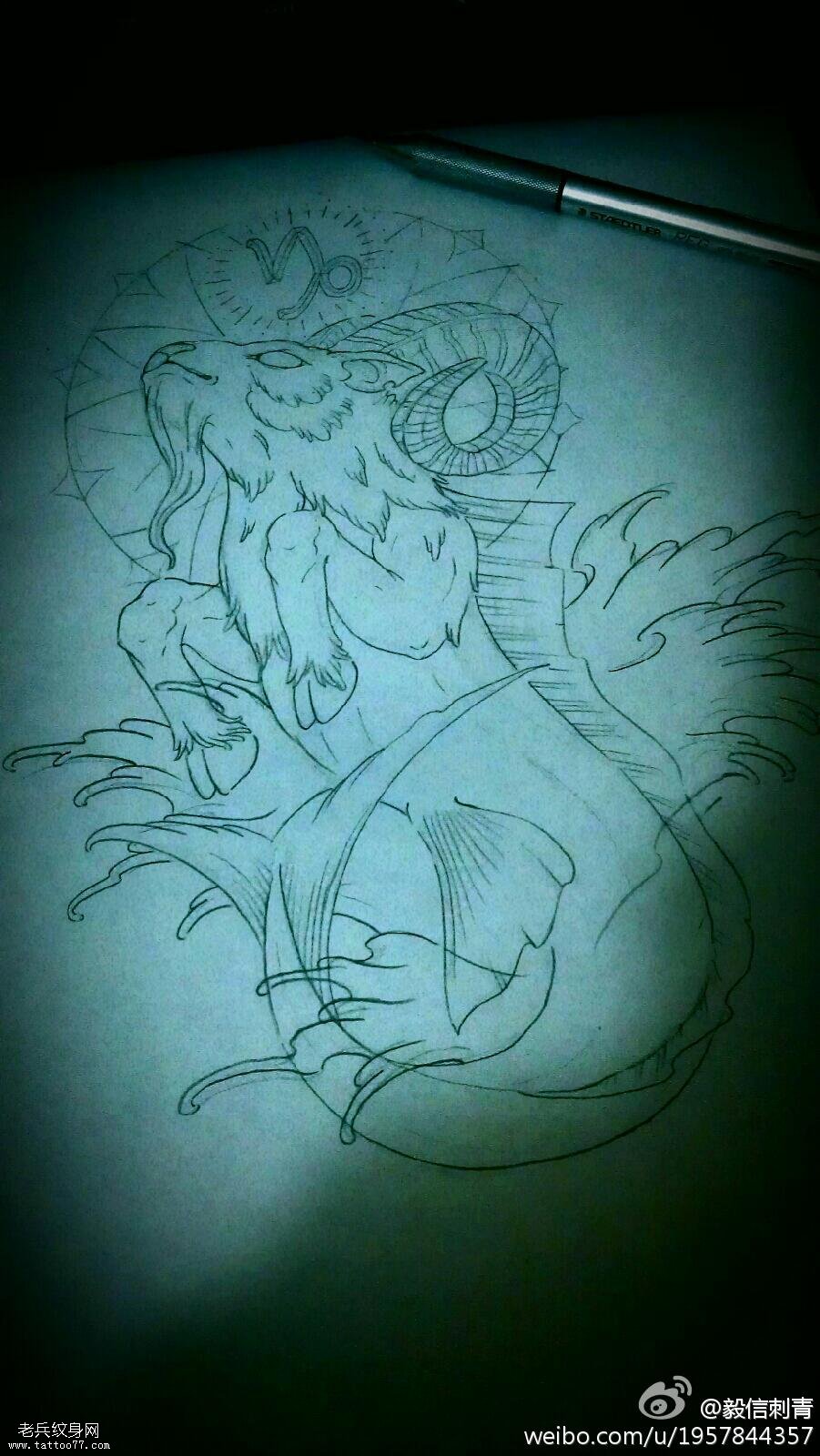 文身秀图吧推荐一幅羚羊文身线稿作品