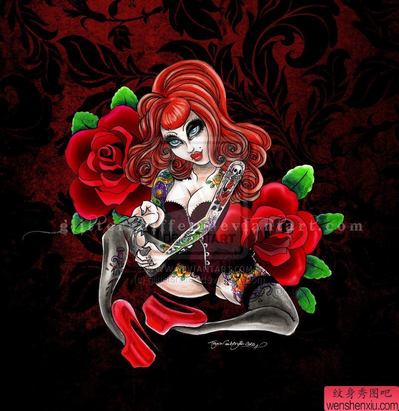 文身秀图吧推荐一组彩色创意鬼娃娃文身作品