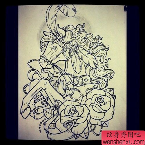 文身秀图吧推荐一组马文身手稿作品