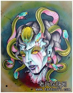 一组蛇发女妖美杜莎文身手稿作品由文身分享
