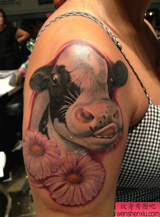 一组tattoo十二生肖の牛文身作品由文身分享
