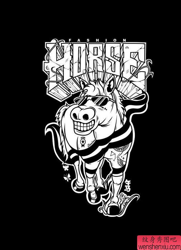 一组tattoo十二生肖の马文身作品由文身分享