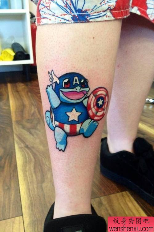 文身秀图吧分享一幅腿部卡通文身作品