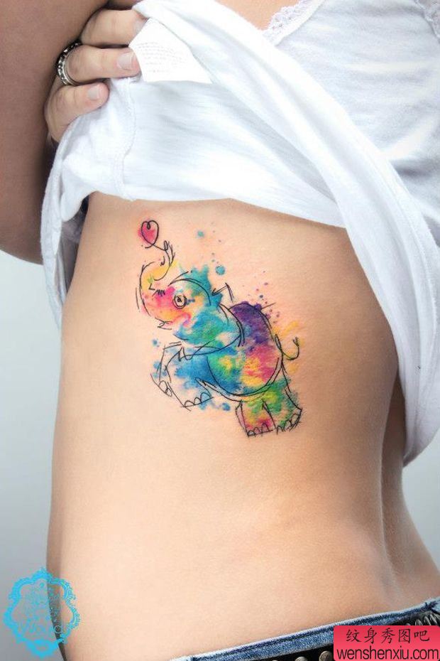 女人腰部象文身作品由文身秀图吧分享