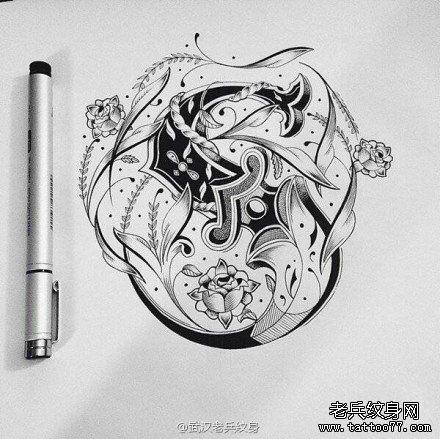 手写花体字文身作品