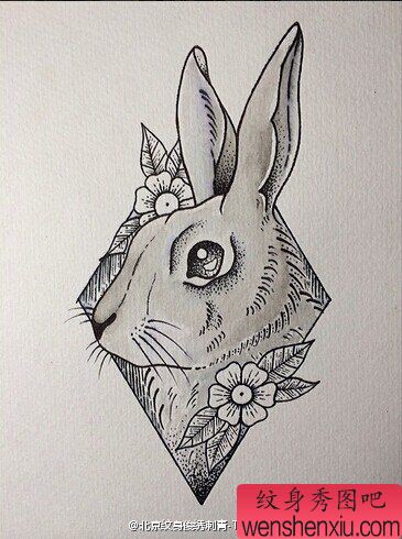 素描兔子文身作品由文身秀图吧分享