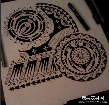 文身秀图吧推荐一组玛雅图腾文身手稿作品