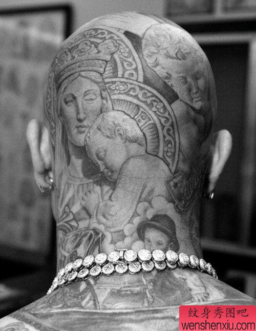 创意头部文身作品