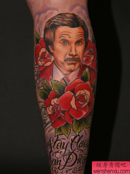 文身秀图吧推荐一幅手臂人物玫瑰文身作品