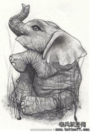 文身秀图吧推荐一幅象文身作品
