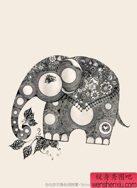 文身秀图吧分享一幅素描象文身作品