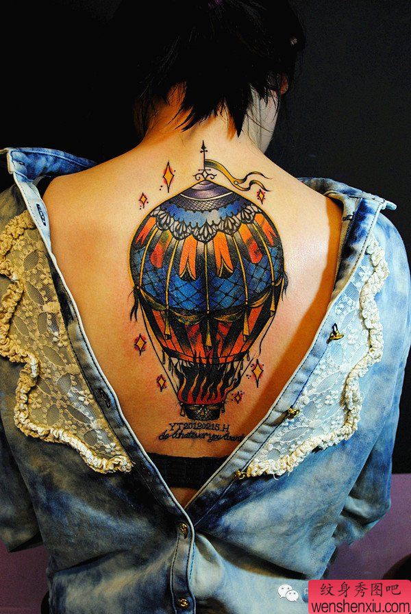 最好的文身馆推荐一组放飞梦想自由翱翔热气球文身作品