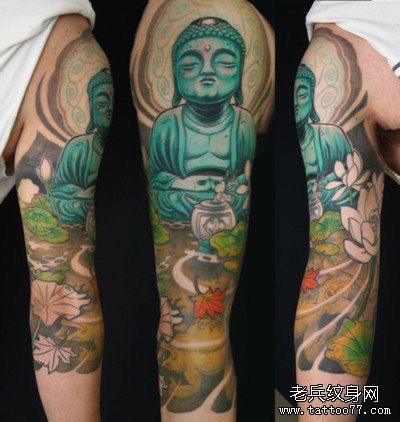 文身秀图吧推荐一幅手臂彩色佛文身作品