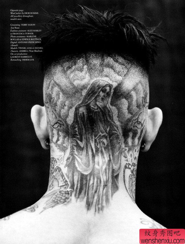 文身秀图吧推荐一幅头部圣母玛利亚文身作品