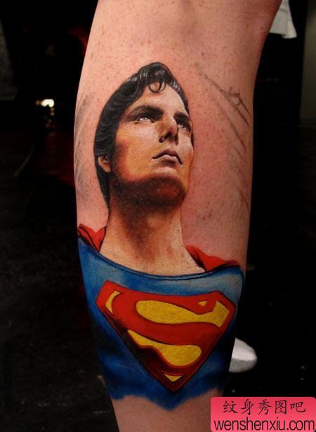 文身秀图吧推荐一幅手臂超人文身作品