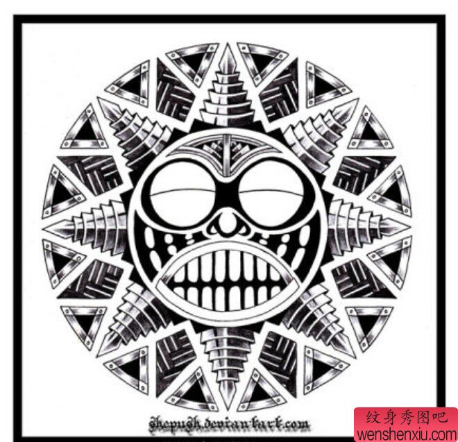 文身秀图吧推荐一组玛雅图腾文身作品