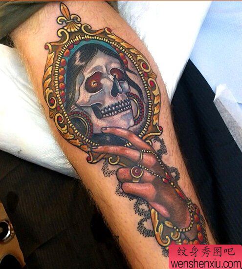 手臂欧美骷髅文身作品