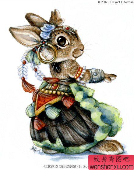 文身秀图吧推荐一幅兔子文身作品