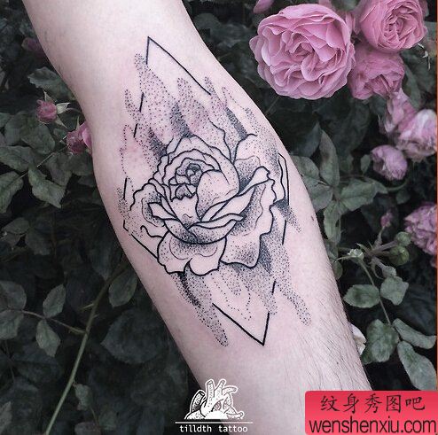 文身秀图吧推荐一幅手臂玫瑰文身作品