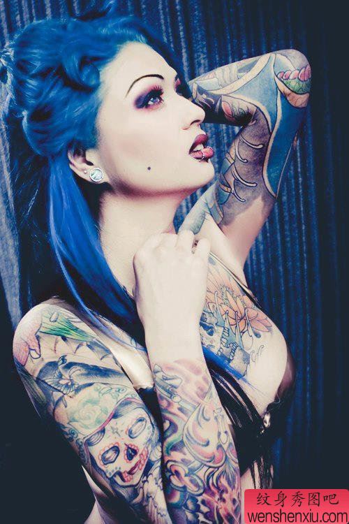 彩色花臂tattoo girl文身作品由文身分享