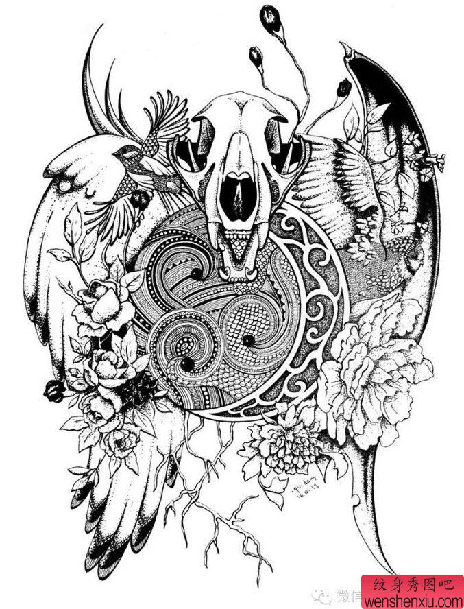 文身秀图吧推荐一幅羚羊文身手稿作品