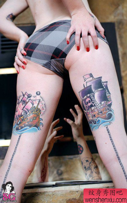 腿部tattoo girl文身作品由文身秀图吧分享