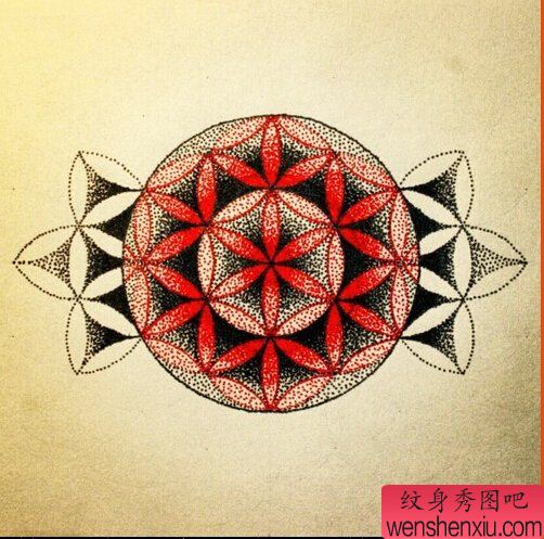 文身秀图吧推荐一幅点状花文身作品