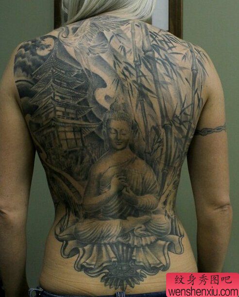 满背佛文身作品由文身秀图吧分享