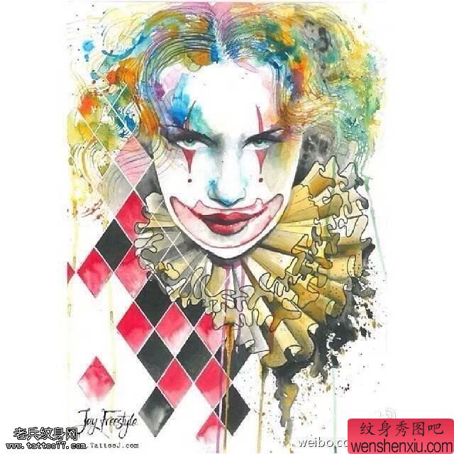 最好的文身馆推荐一幅小丑文身作品