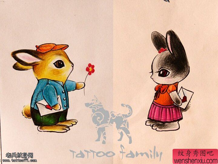 卡通兔子文身作品由文身秀图吧分享