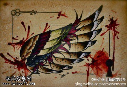 一幅翅膀文身作品由最好的文身分享