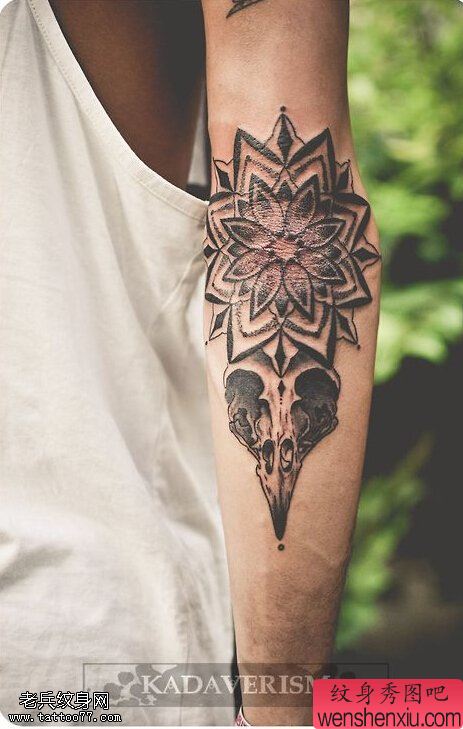 一幅手臂羚羊梵花文身作品由文身秀图吧分享