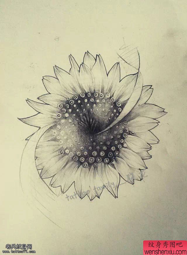 一幅向日葵文身作品由文身秀图吧分享
