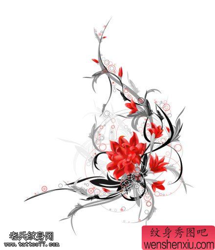 文身秀图吧推荐一幅彩色莲花文身作品