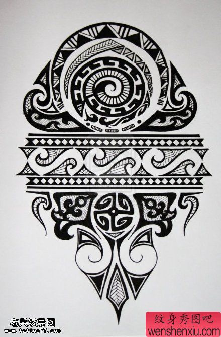 文身秀图吧推荐一幅玛雅图腾文身作品