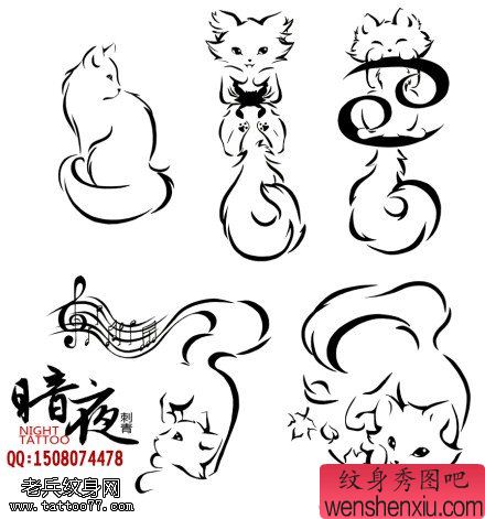 一幅猫咪文身手稿作品由最好的文身馆分享