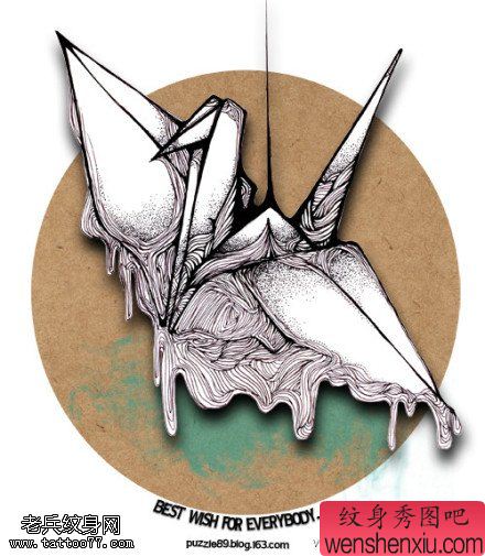 千纸鹤文身作品