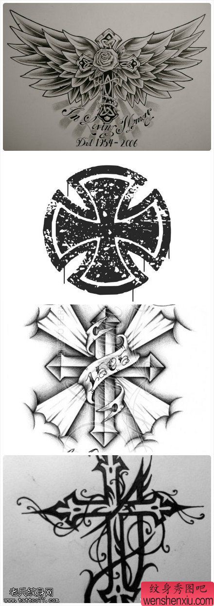 文身秀图吧推荐一幅创意十字架文身手稿作品