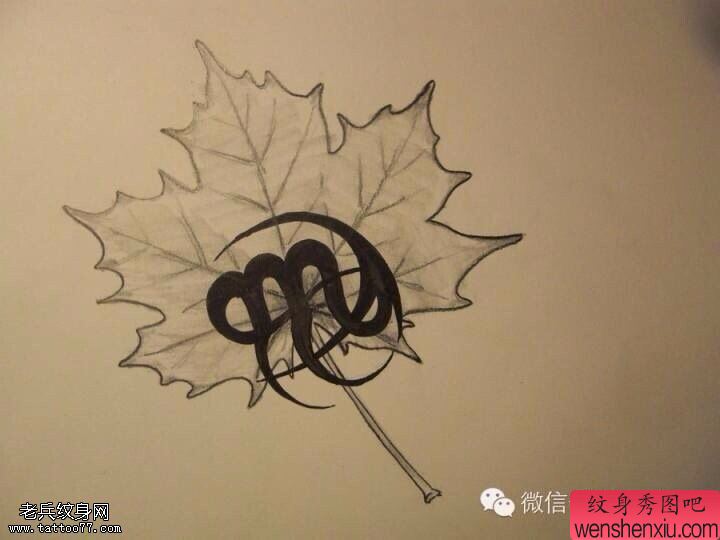 文身秀图吧推荐一幅枫叶星座文身图片