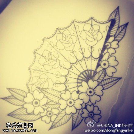 扇子文身手稿图片由文身分享