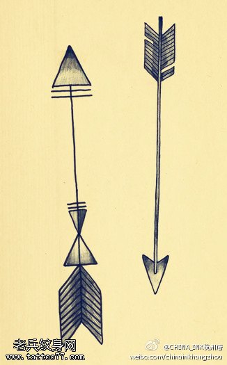 一幅弓箭文身手稿作品由文身秀图吧分享