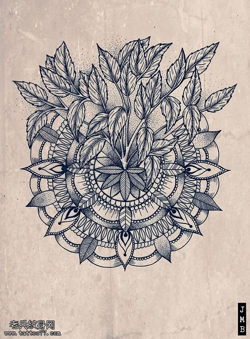 文身秀图吧推荐一幅樊花文身手稿作品