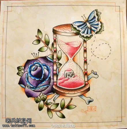 一组彩色沙漏文身手稿作品由文身秀图吧分享