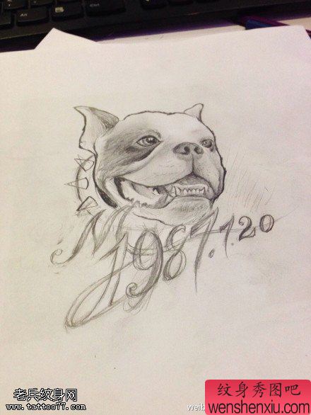 文身秀图吧推荐一幅狗狗文身作品