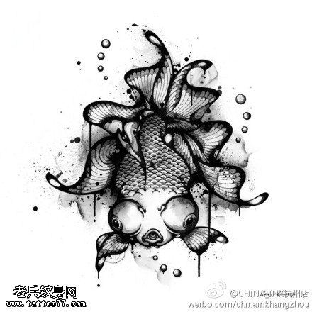 文身分享一组金鱼文身手稿作品