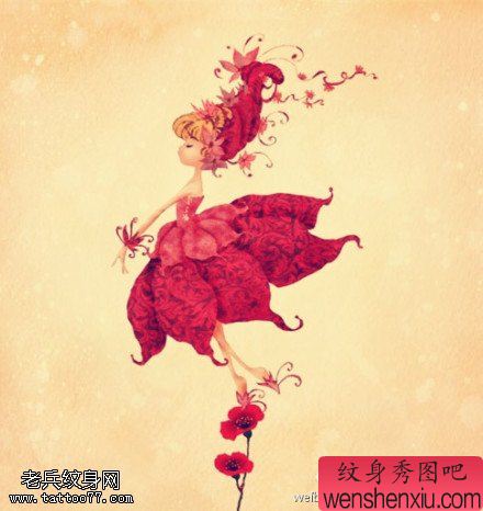 文身秀图吧分享一组天使精灵文身手稿作品