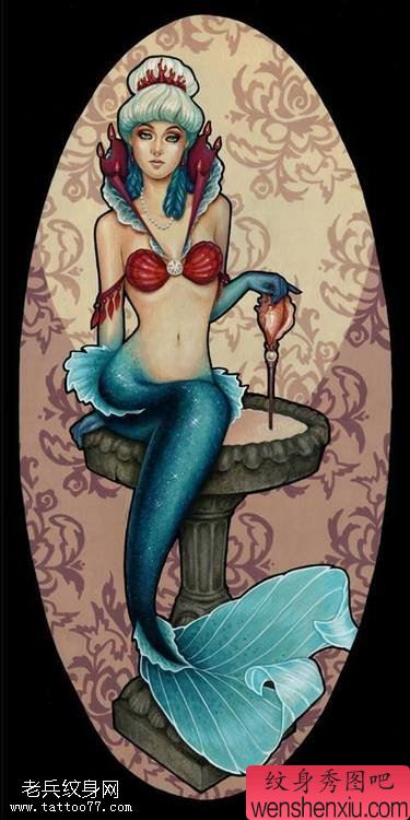彩色美人鱼文身手稿图片由文身分享